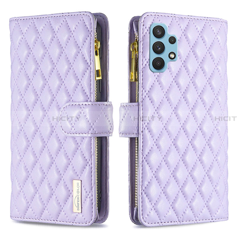 Funda de Cuero Cartera con Soporte Carcasa B12F para Samsung Galaxy A32 4G Morado