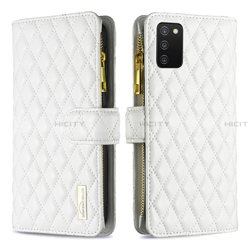 Funda de Cuero Cartera con Soporte Carcasa B12F para Samsung Galaxy F02S SM-E025F Blanco