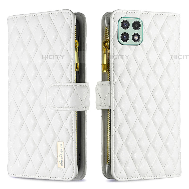 Funda de Cuero Cartera con Soporte Carcasa B12F para Samsung Galaxy F42 5G Blanco