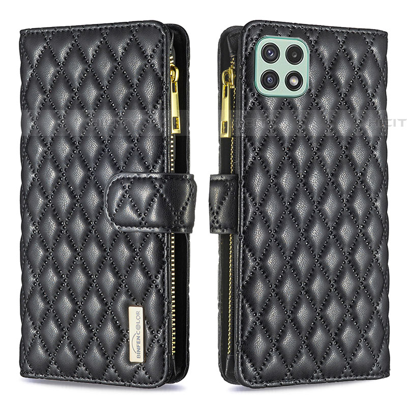 Funda de Cuero Cartera con Soporte Carcasa B12F para Samsung Galaxy F42 5G Negro