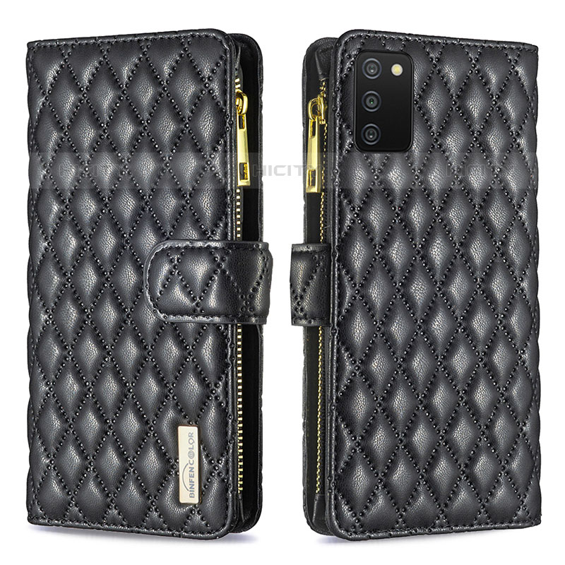 Funda de Cuero Cartera con Soporte Carcasa B12F para Samsung Galaxy M02s Negro