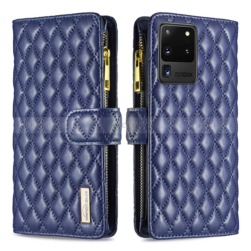 Funda de Cuero Cartera con Soporte Carcasa B12F para Samsung Galaxy S20 Ultra 5G Azul