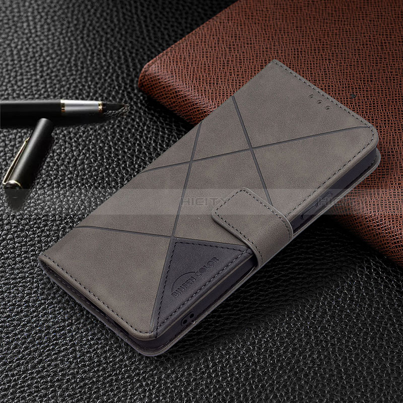 Funda de Cuero Cartera con Soporte Carcasa B12F para Samsung Galaxy S25 Plus 5G Gris