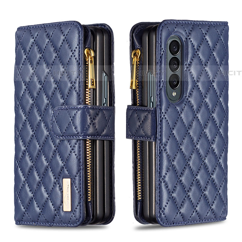 Funda de Cuero Cartera con Soporte Carcasa B12F para Samsung Galaxy Z Fold4 5G Azul