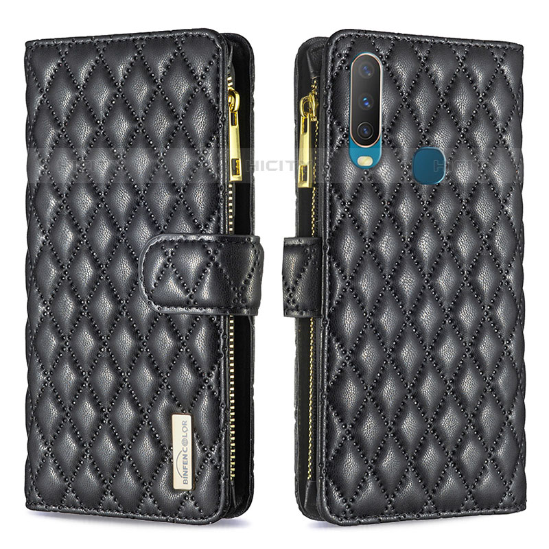 Funda de Cuero Cartera con Soporte Carcasa B12F para Vivo Y12 Negro