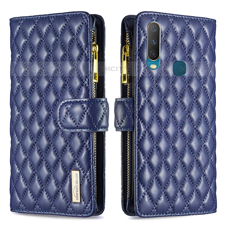 Funda de Cuero Cartera con Soporte Carcasa B12F para Vivo Y3 Azul