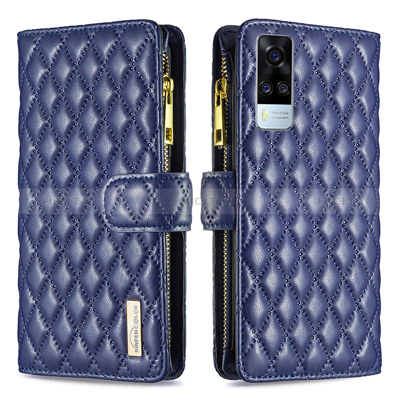 Funda de Cuero Cartera con Soporte Carcasa B12F para Vivo Y31 (2021) Azul