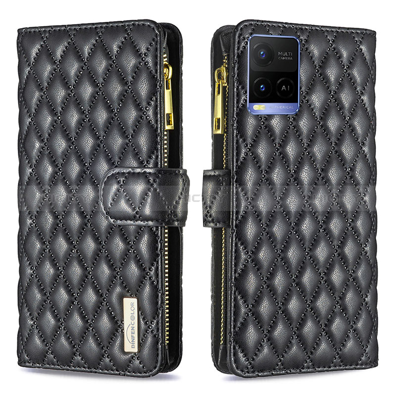 Funda de Cuero Cartera con Soporte Carcasa B12F para Vivo Y33s Negro