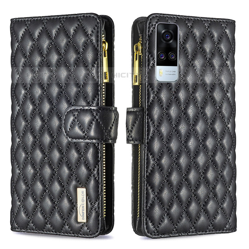 Funda de Cuero Cartera con Soporte Carcasa B12F para Vivo Y51A Negro