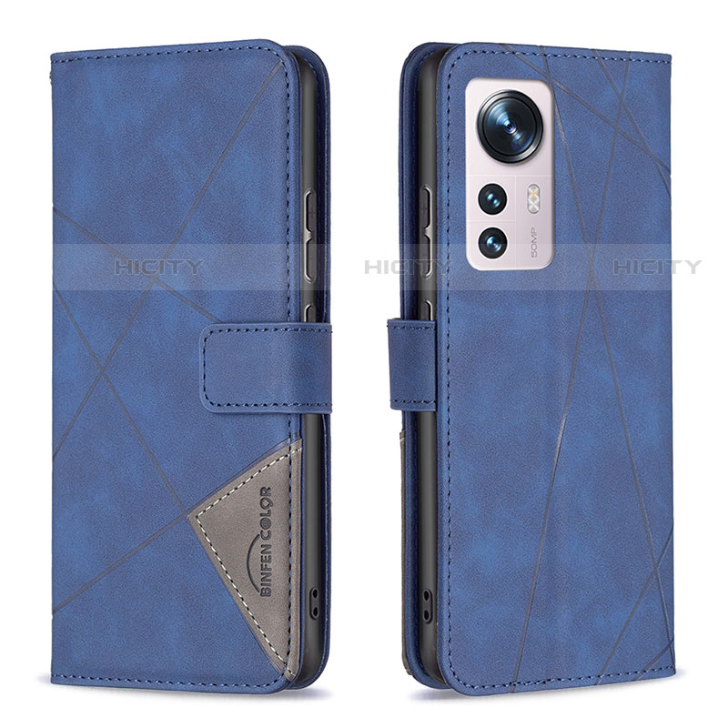 Funda de Cuero Cartera con Soporte Carcasa B12F para Xiaomi Mi 12 Pro 5G Azul