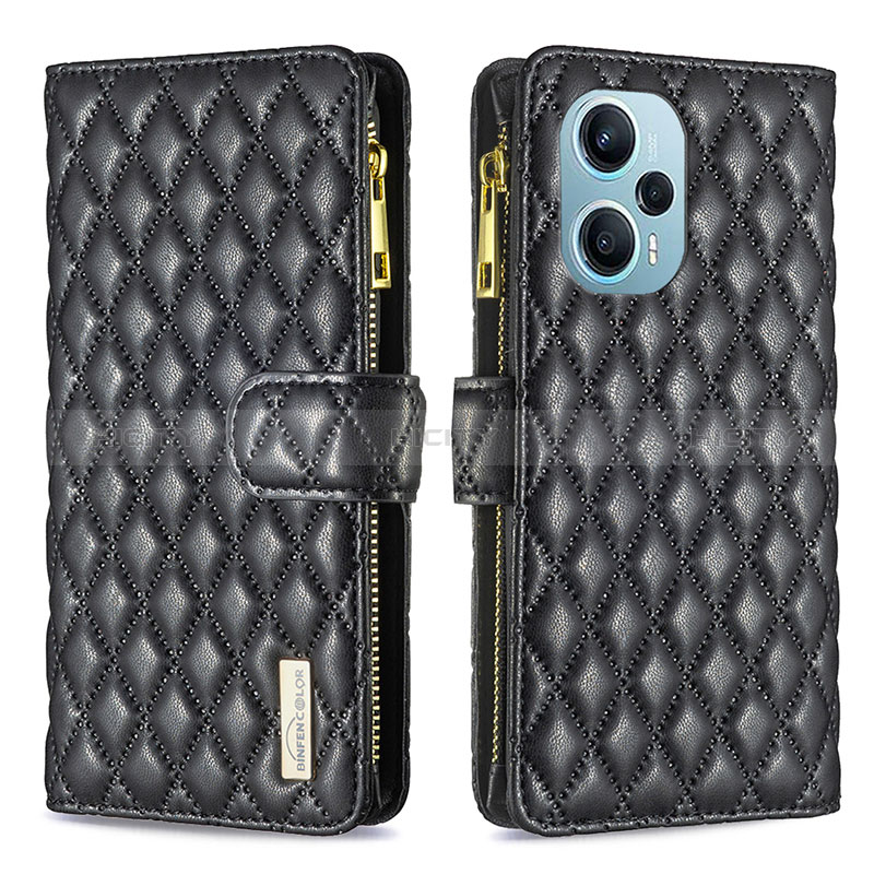 Funda de Cuero Cartera con Soporte Carcasa B12F para Xiaomi Poco F5 5G Negro