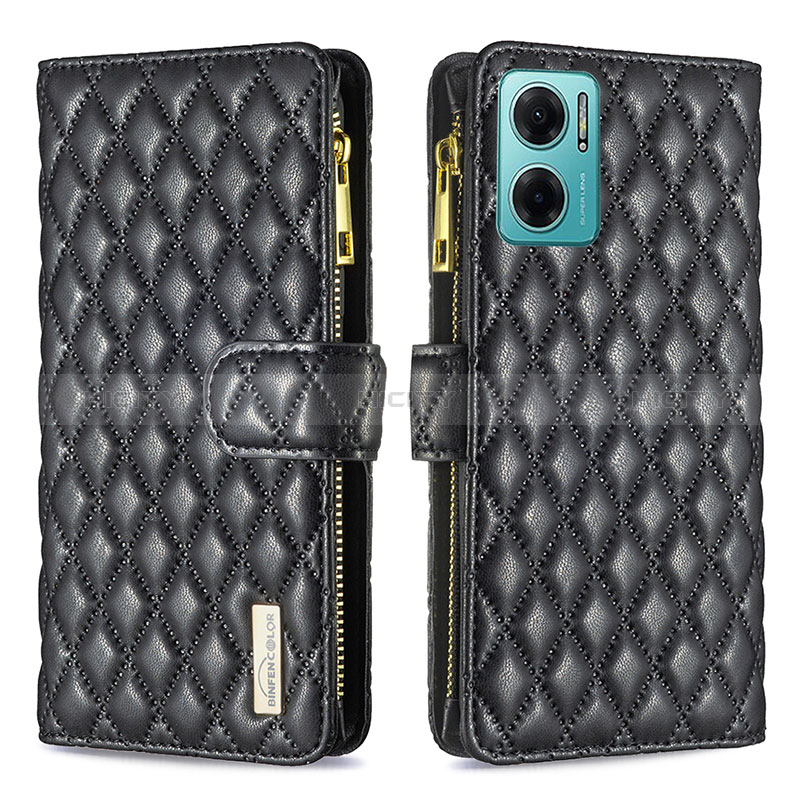 Funda de Cuero Cartera con Soporte Carcasa B12F para Xiaomi Redmi 10 5G Negro