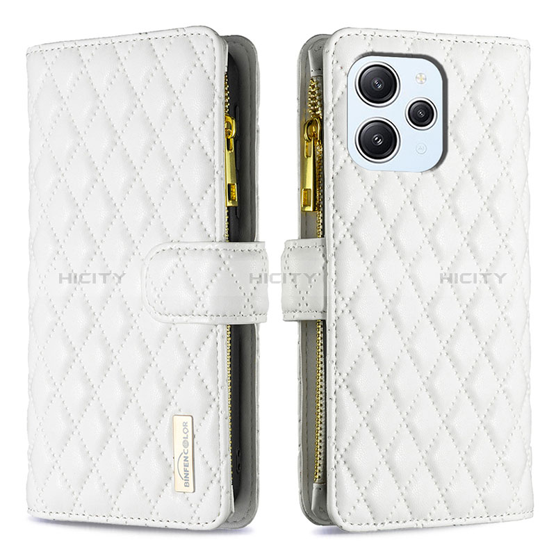 Funda de Cuero Cartera con Soporte Carcasa B12F para Xiaomi Redmi 12 4G Blanco