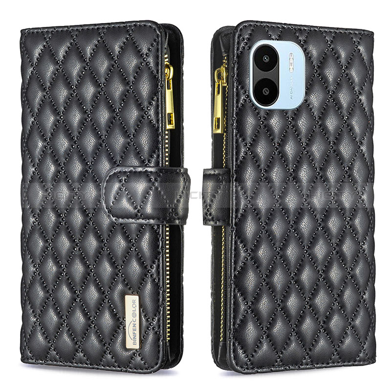 Funda de Cuero Cartera con Soporte Carcasa B12F para Xiaomi Redmi A1 Negro