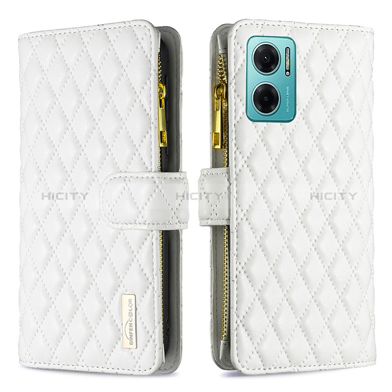 Funda de Cuero Cartera con Soporte Carcasa B12F para Xiaomi Redmi Note 11E 5G Blanco