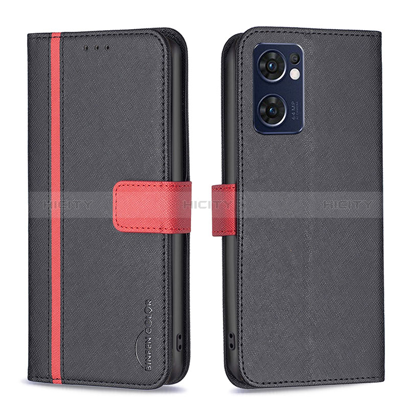 Funda de Cuero Cartera con Soporte Carcasa B13F para Oppo Find X5 Lite 5G Negro