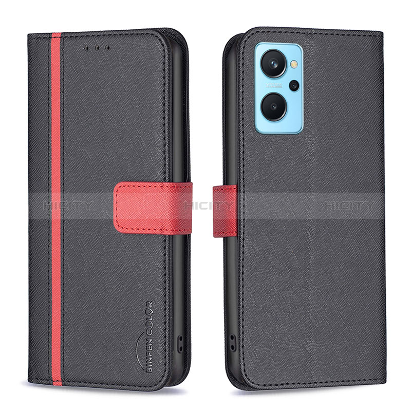 Funda de Cuero Cartera con Soporte Carcasa B13F para Realme 9i 4G Negro