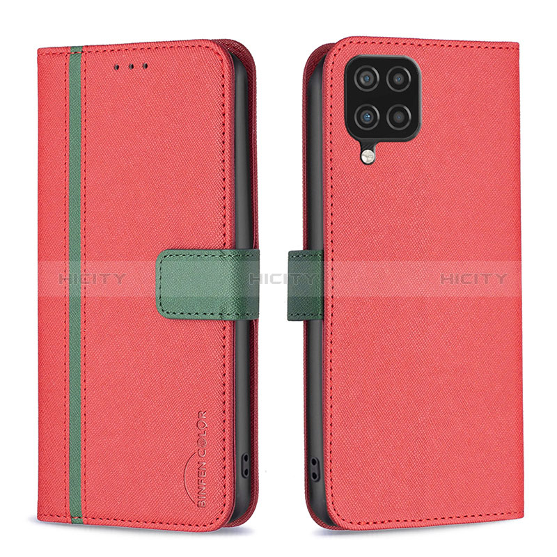 Funda de Cuero Cartera con Soporte Carcasa B13F para Samsung Galaxy A12 5G Rojo