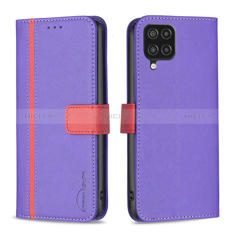 Funda de Cuero Cartera con Soporte Carcasa B13F para Samsung Galaxy A12 Morado