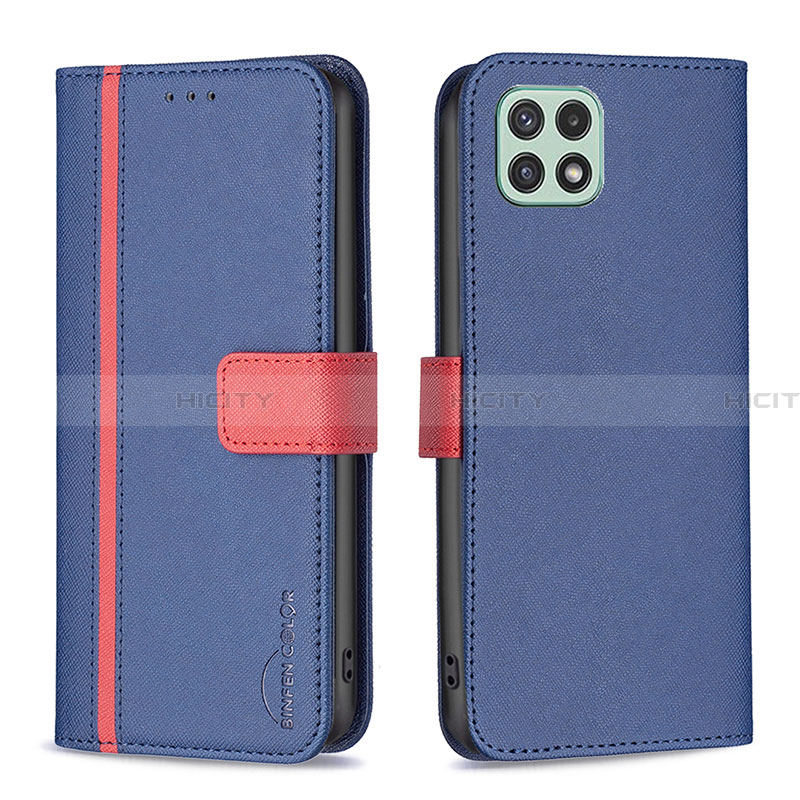 Funda de Cuero Cartera con Soporte Carcasa B13F para Samsung Galaxy A22 5G Azul