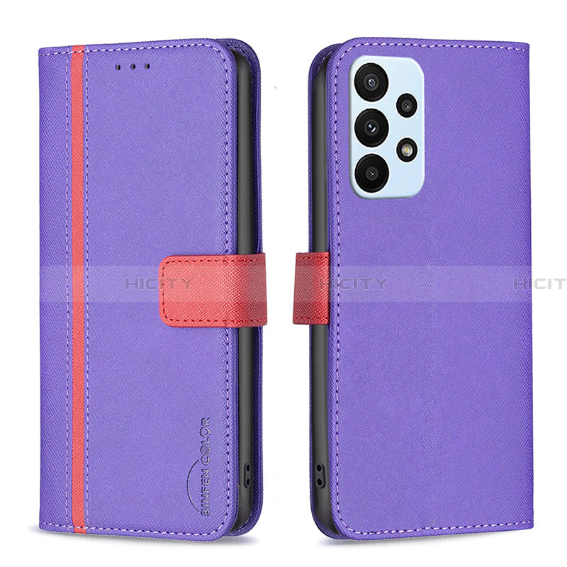 Funda de Cuero Cartera con Soporte Carcasa B13F para Samsung Galaxy A23 4G Morado