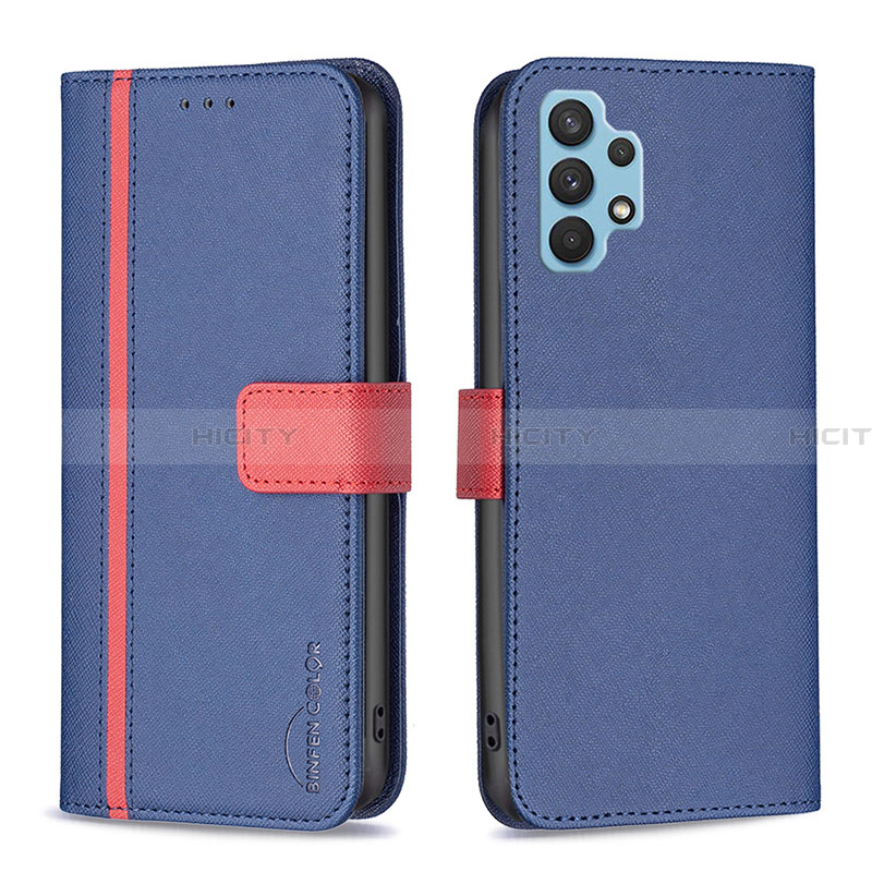 Funda de Cuero Cartera con Soporte Carcasa B13F para Samsung Galaxy A32 5G Azul