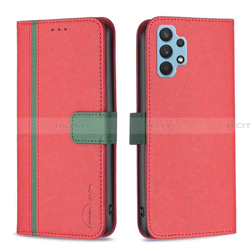 Funda de Cuero Cartera con Soporte Carcasa B13F para Samsung Galaxy A32 5G Rojo