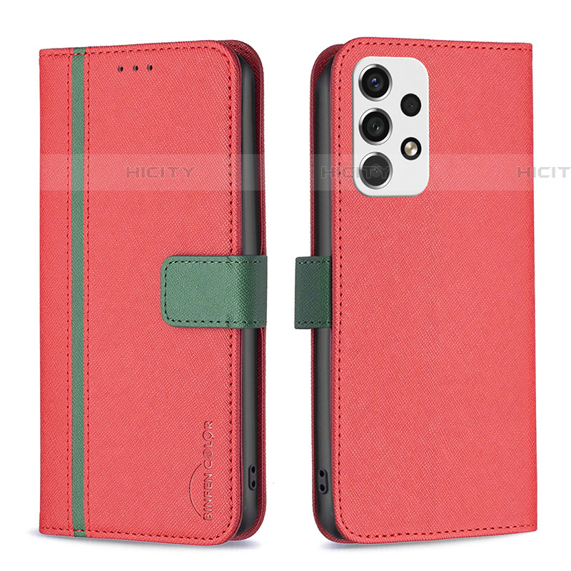 Funda de Cuero Cartera con Soporte Carcasa B13F para Samsung Galaxy A53 5G Rojo