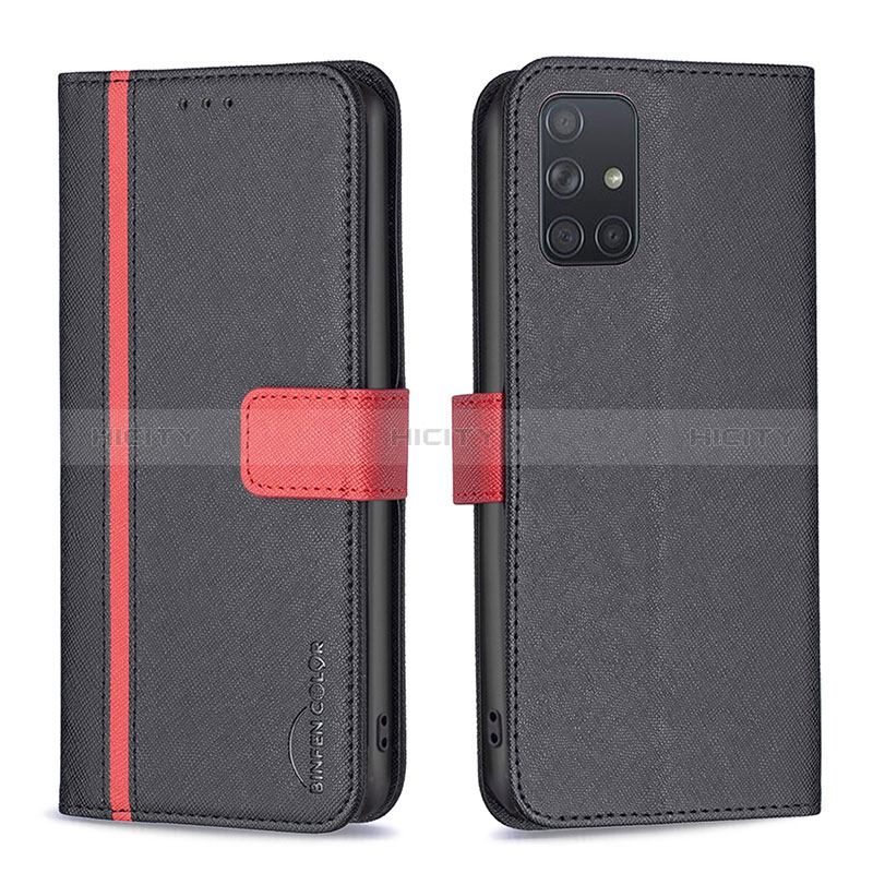 Funda de Cuero Cartera con Soporte Carcasa B13F para Samsung Galaxy A71 5G Negro