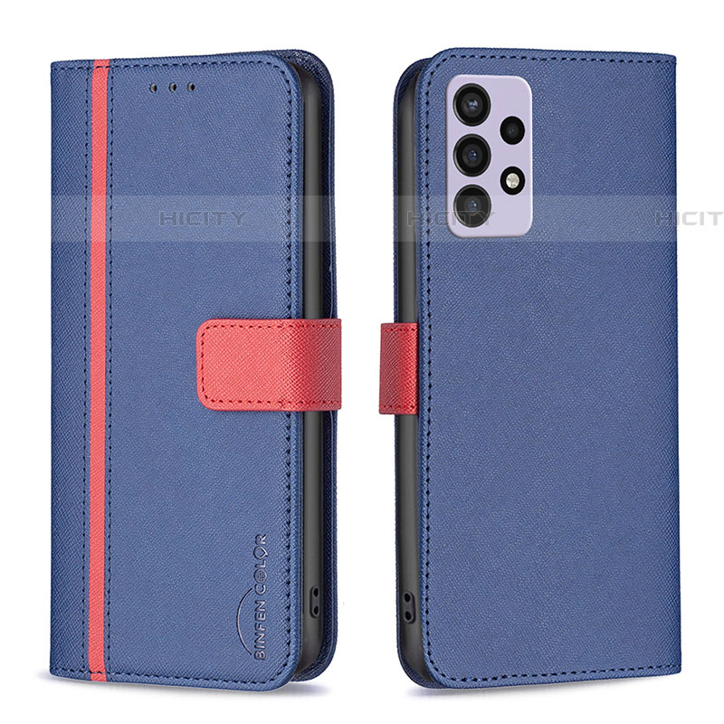 Funda de Cuero Cartera con Soporte Carcasa B13F para Samsung Galaxy A72 4G Azul