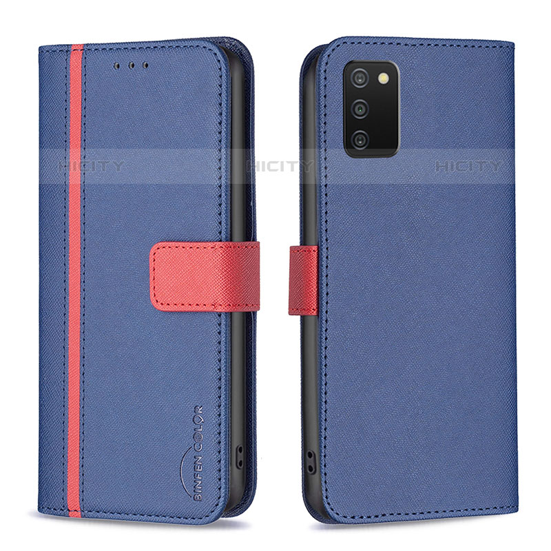 Funda de Cuero Cartera con Soporte Carcasa B13F para Samsung Galaxy M02s Azul