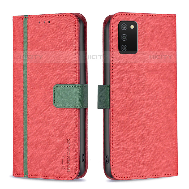 Funda de Cuero Cartera con Soporte Carcasa B13F para Samsung Galaxy M02s Rojo