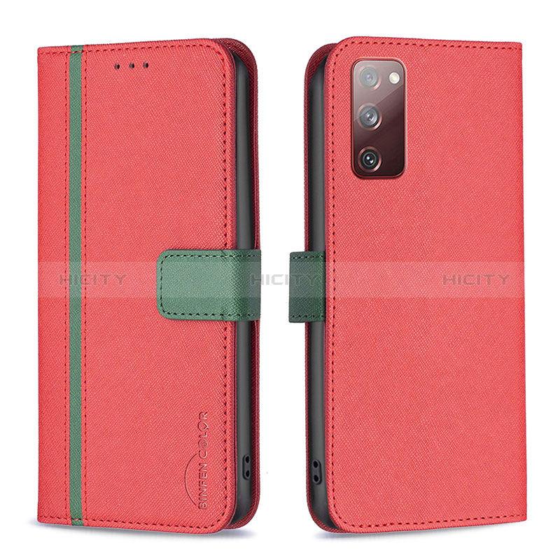 Funda de Cuero Cartera con Soporte Carcasa B13F para Samsung Galaxy S20 Lite 5G Rojo