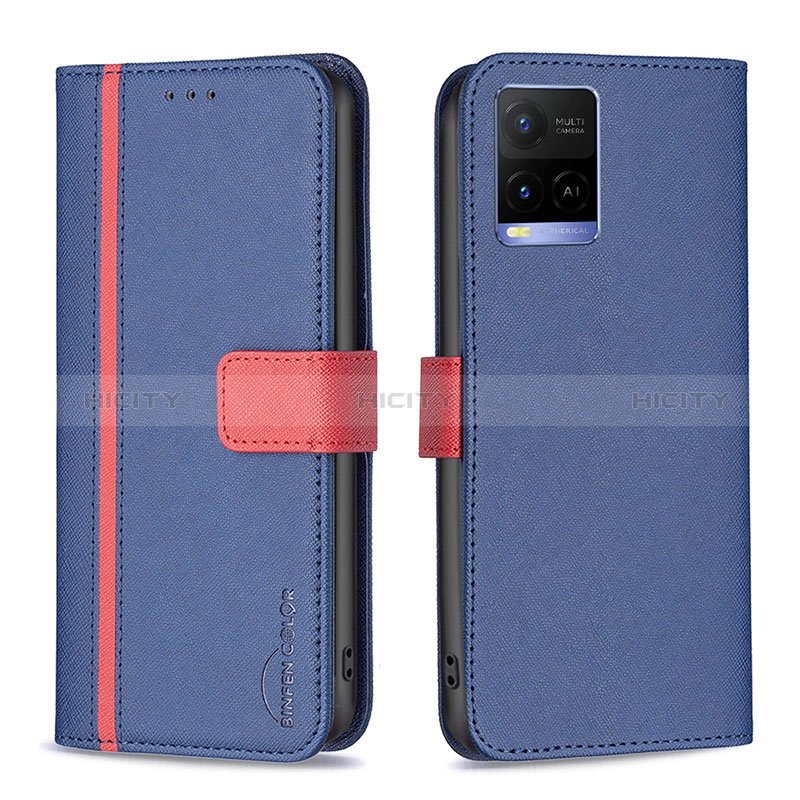 Funda de Cuero Cartera con Soporte Carcasa B13F para Vivo Y21G