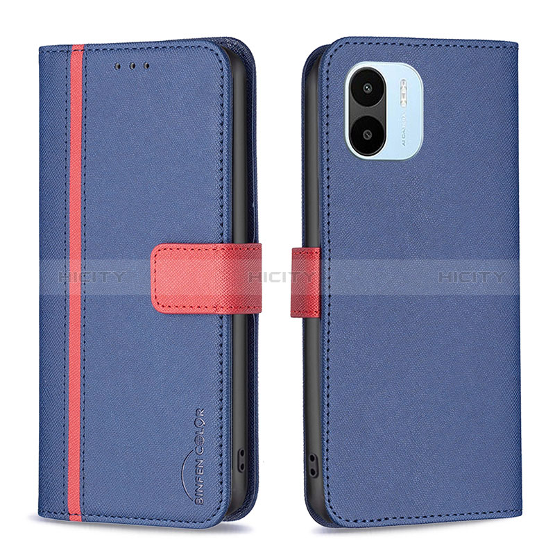 Funda de Cuero Cartera con Soporte Carcasa B13F para Xiaomi Poco C50 Azul