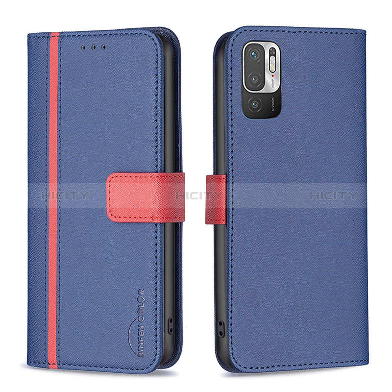 Funda de Cuero Cartera con Soporte Carcasa B13F para Xiaomi POCO M3 Pro 5G Azul