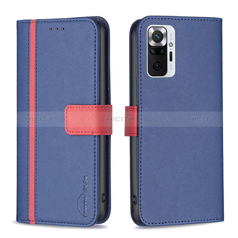 Funda de Cuero Cartera con Soporte Carcasa B13F para Xiaomi Redmi Note 10 Pro 4G Azul