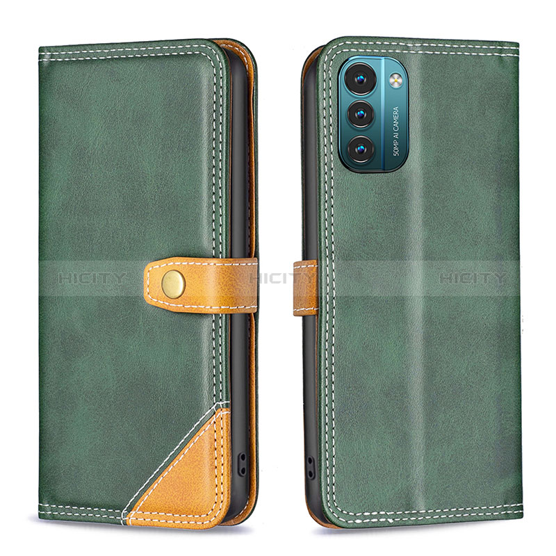 Funda de Cuero Cartera con Soporte Carcasa B14F para Nokia G21 Verde