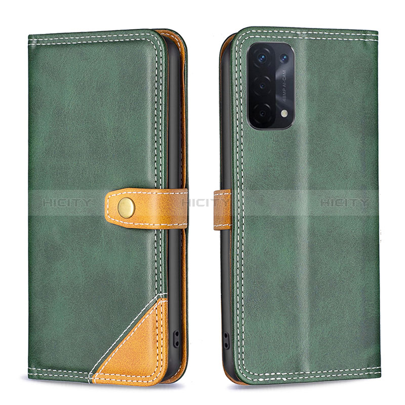 Funda de Cuero Cartera con Soporte Carcasa B14F para Oppo A54 5G Verde