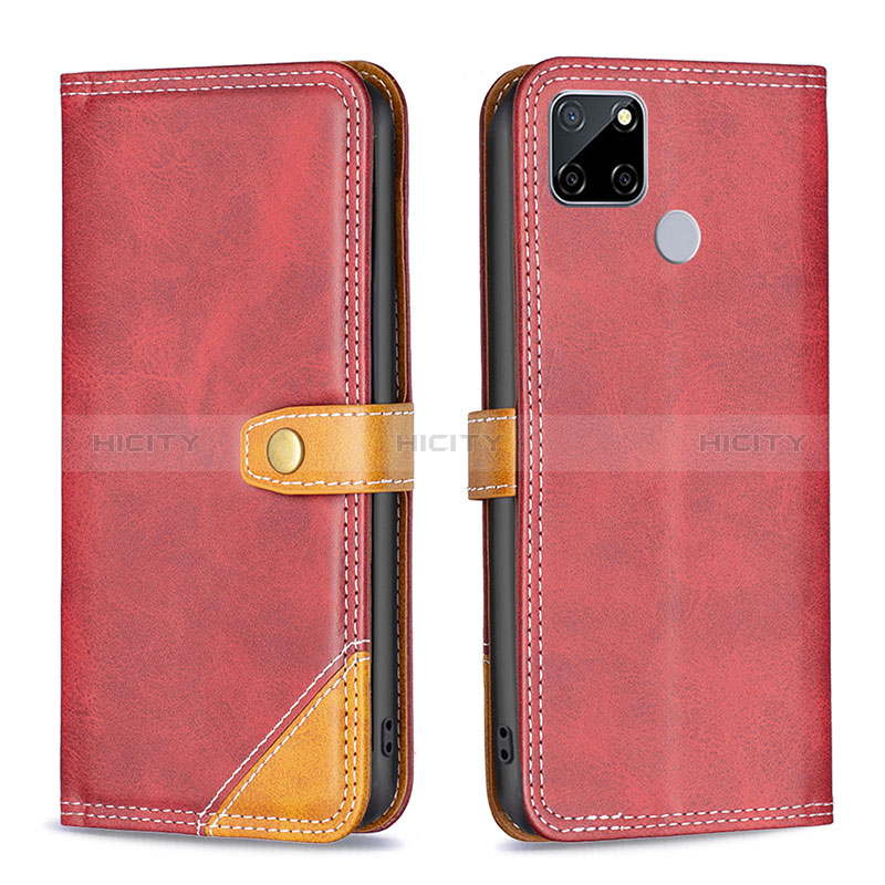 Funda de Cuero Cartera con Soporte Carcasa B14F para Realme 7i RMX2193 Rojo