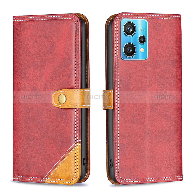 Funda de Cuero Cartera con Soporte Carcasa B14F para Realme 9 4G Rojo