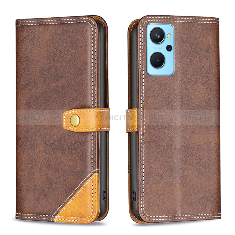 Funda de Cuero Cartera con Soporte Carcasa B14F para Realme 9i 4G Marron