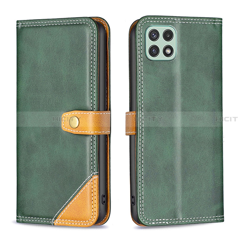 Funda de Cuero Cartera con Soporte Carcasa B14F para Samsung Galaxy A22 5G Verde