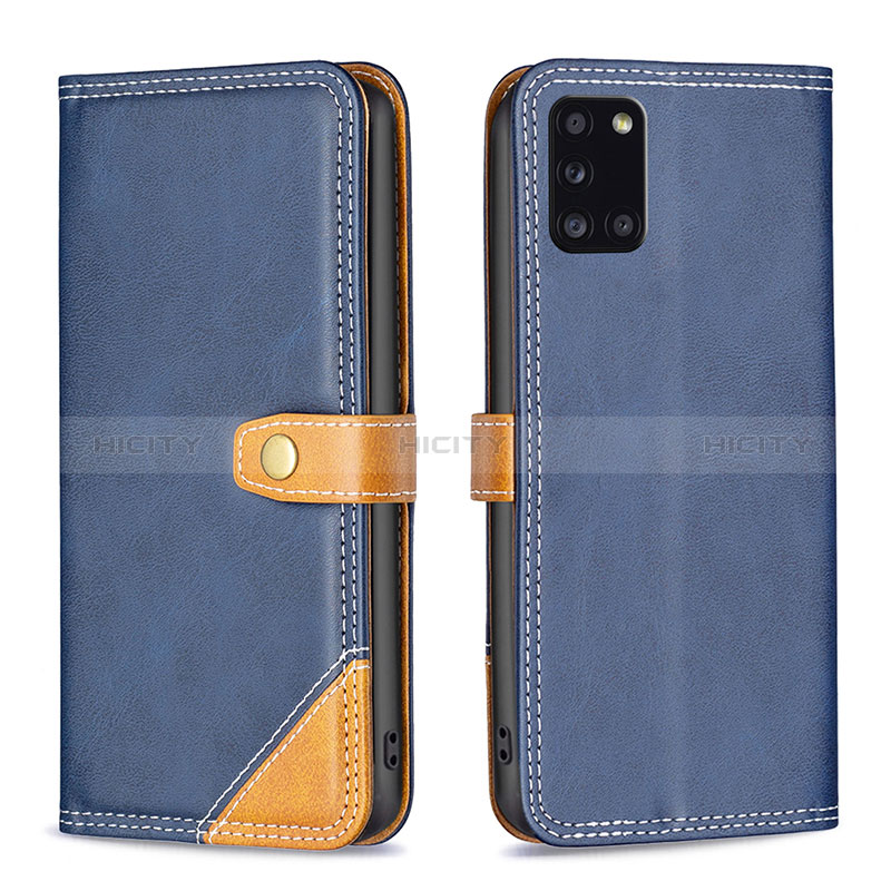 Funda de Cuero Cartera con Soporte Carcasa B14F para Samsung Galaxy A31 Azul