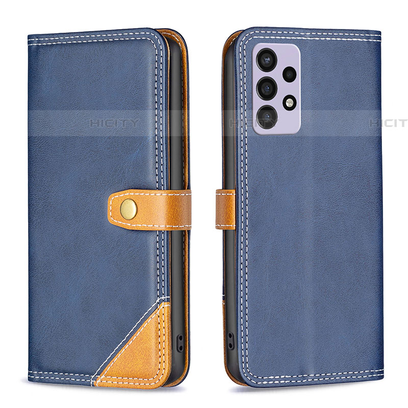 Funda de Cuero Cartera con Soporte Carcasa B14F para Samsung Galaxy A72 4G Azul