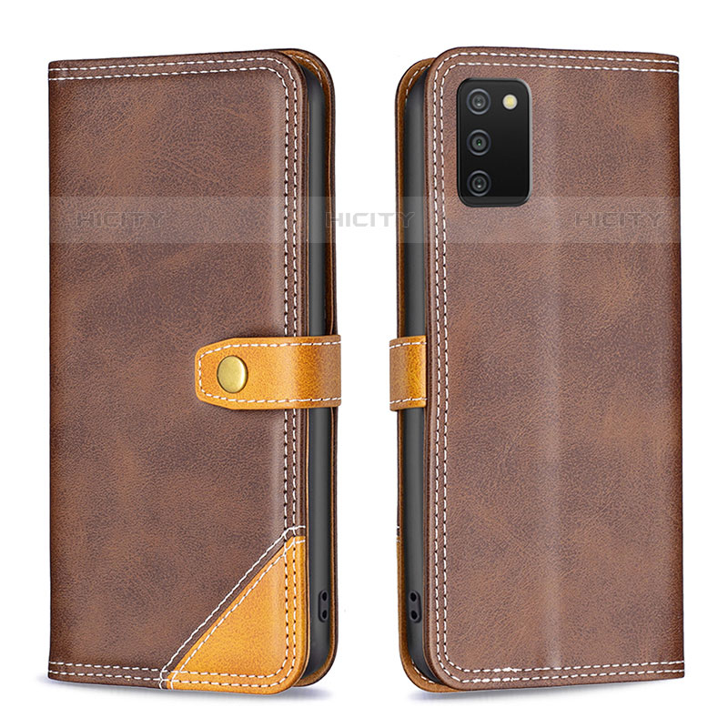 Funda de Cuero Cartera con Soporte Carcasa B14F para Samsung Galaxy M02s Marron