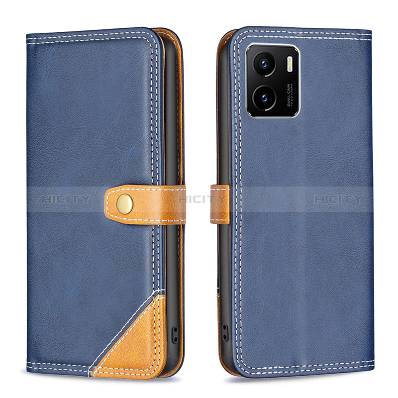 Funda de Cuero Cartera con Soporte Carcasa B14F para Vivo Y01 Azul