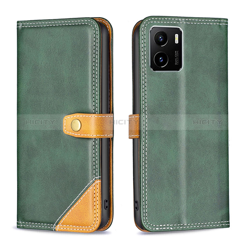 Funda de Cuero Cartera con Soporte Carcasa B14F para Vivo Y10 t1 Verde