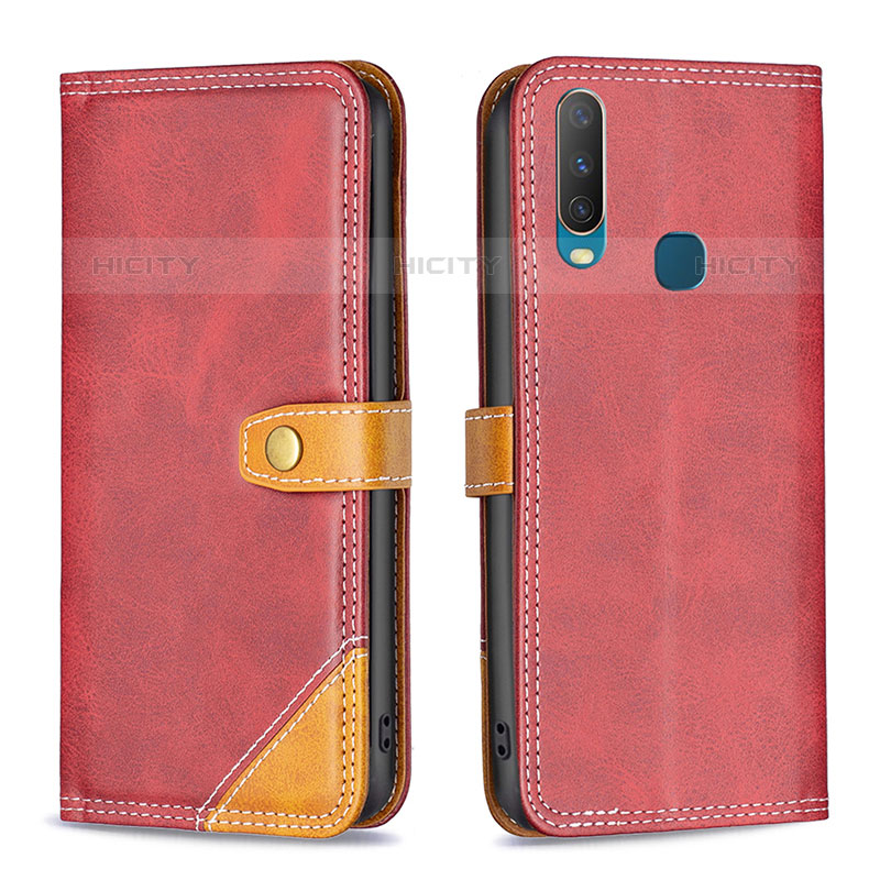 Funda de Cuero Cartera con Soporte Carcasa B14F para Vivo Y11 Rojo