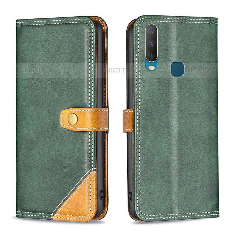 Funda de Cuero Cartera con Soporte Carcasa B14F para Vivo Y11 Verde